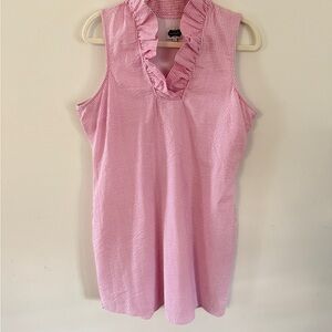 Mud Pie Pink Striped Ruffle Neck Blouse